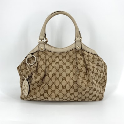 GUCCI(グッチ) スーキー GGキャンバス インターロッキングGチャーム 211944 トートバッグ ベージュ×ホワイト