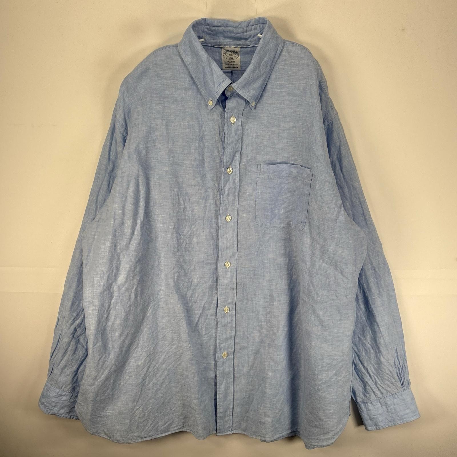 古着 ブルックスブラザーズ Brooks Brothers 長袖シャツ ボタンダウン 胸ポケット 2XL  ブルー系 メンズ
