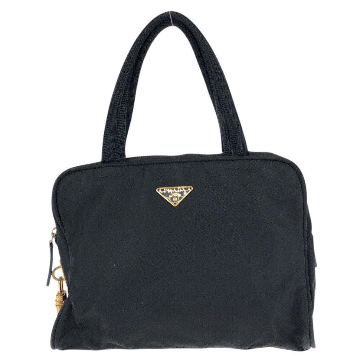 PRADA プラダ テスート 三角ロゴプレート ブラック 黒 ゴールド金具 ナイロン レザー/ トートバッグ ハンドバッグ 603270 【中古】