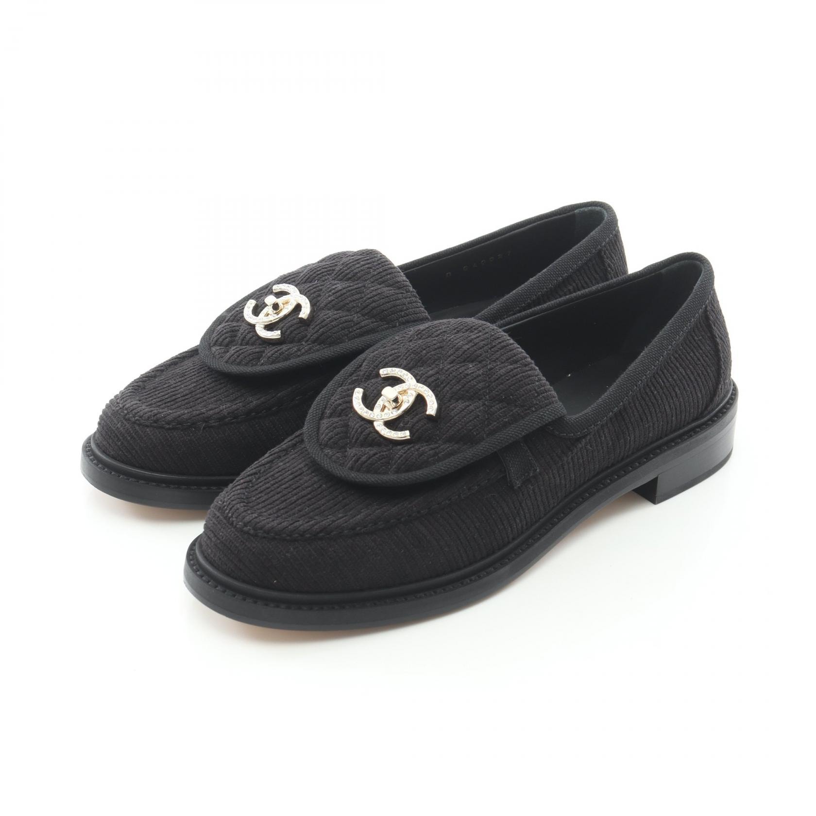 シャネル CHANEL ココマーク ローファー 靴 ファブリック レディース ブラック系 G40027 【中古】