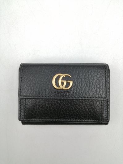 GUCCI Petit GG Marmont Leather Wallet "Black"