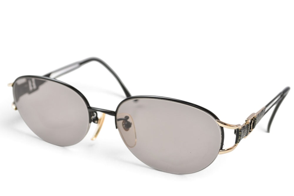 サンローラン サングラス/度入り眼鏡/アイウェア SAINT LAURENT YSLロゴ クロコダイル風 ブラック グリーン ゴールド レディース【中古】
