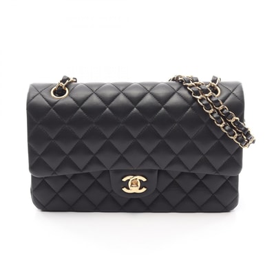 シャネル CHANEL マトラッセ Wフラップ ショルダーバッグ バッグ ラムスキン(羊革) レディース ブラック系 A01112 【中古】