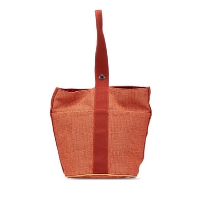 エルメス サクソーMM ハンドバッグ オレンジ トワルアッシュ レディース HERMES 【中古】