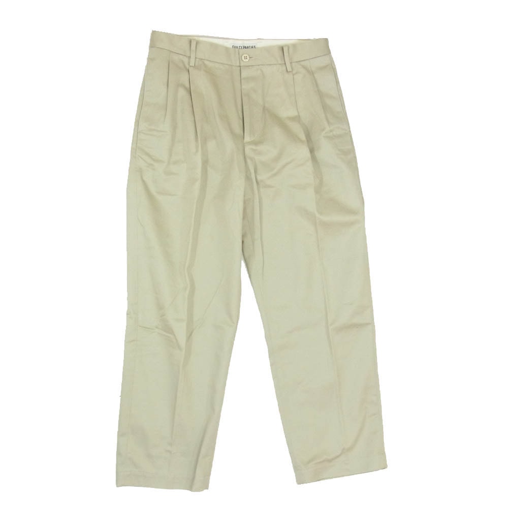 WACKO MARIA ワコマリア DOUBLE PLEATED CHINO TROUSERS ダブル プリーツ チノ トラウザー ツータック パンツ ベージュ系 M【中古】