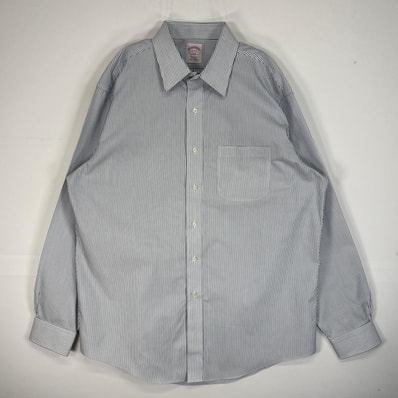 古着 ブルックスブラザーズ Brooks Brothers 長袖シャツ 346 REGULAR FIT 胸ポケ L 水色系 ストライプ メンズ