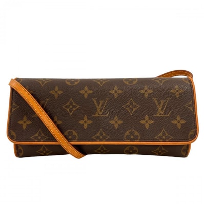 LOUIS VUITTON ルイヴィトン ショルダーバッグ モノグラム ポシェット・ツインGM ポシェット 斜め掛け M51852 モノグラムキャンバス ヌメ革 ブラウン 茶 ゴールド金具 レディース【中古品】