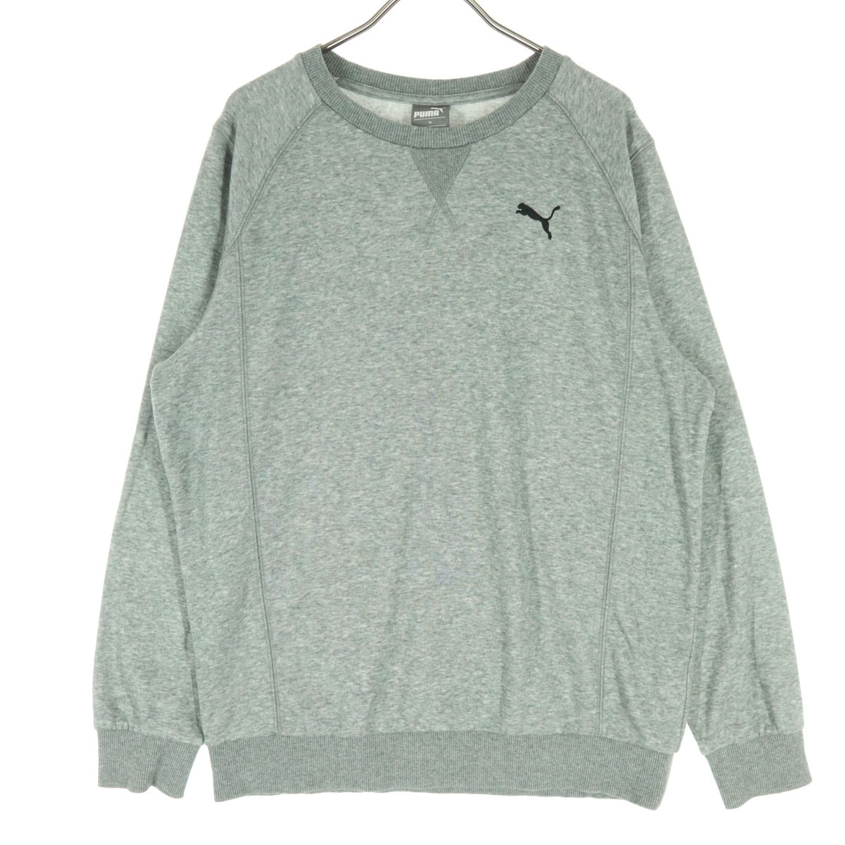 PUMA プーマ 前V ワンポイントロゴ 長袖 トレーナー M グレー スウェットシャツ