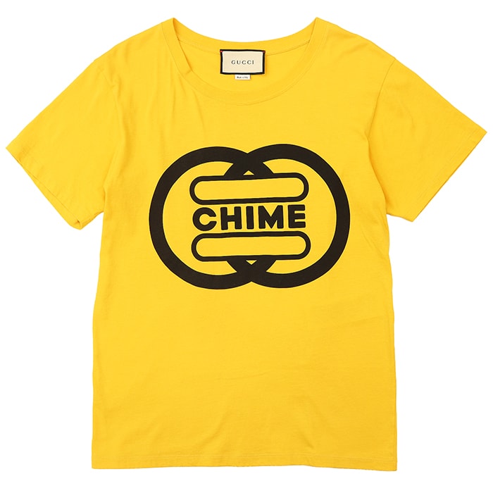 SALE【美品】GUCCI グッチ Tシャツ サイズ XS メンズ CHIME プリント プルオーバー クルーネック ショートスリーブ 半袖 レディース着用可 トップス イエロー ブラック 黄 黒 イタリア製