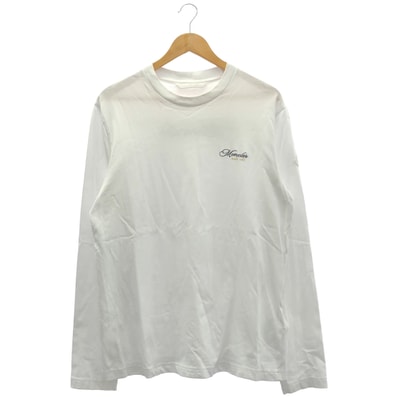 モンクレール 25AW LS T-SHIRT ホワイト コットン バックプリント 刺繍ロゴ ロングスリーブカットソー M