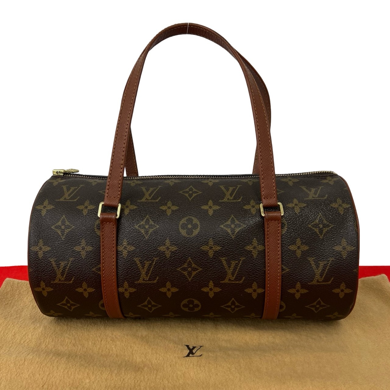 LOUIS VUITTON ルイヴィトン パピヨン 30 モノグラム PVC レザー ハンドバッグ ブラウン
 20510