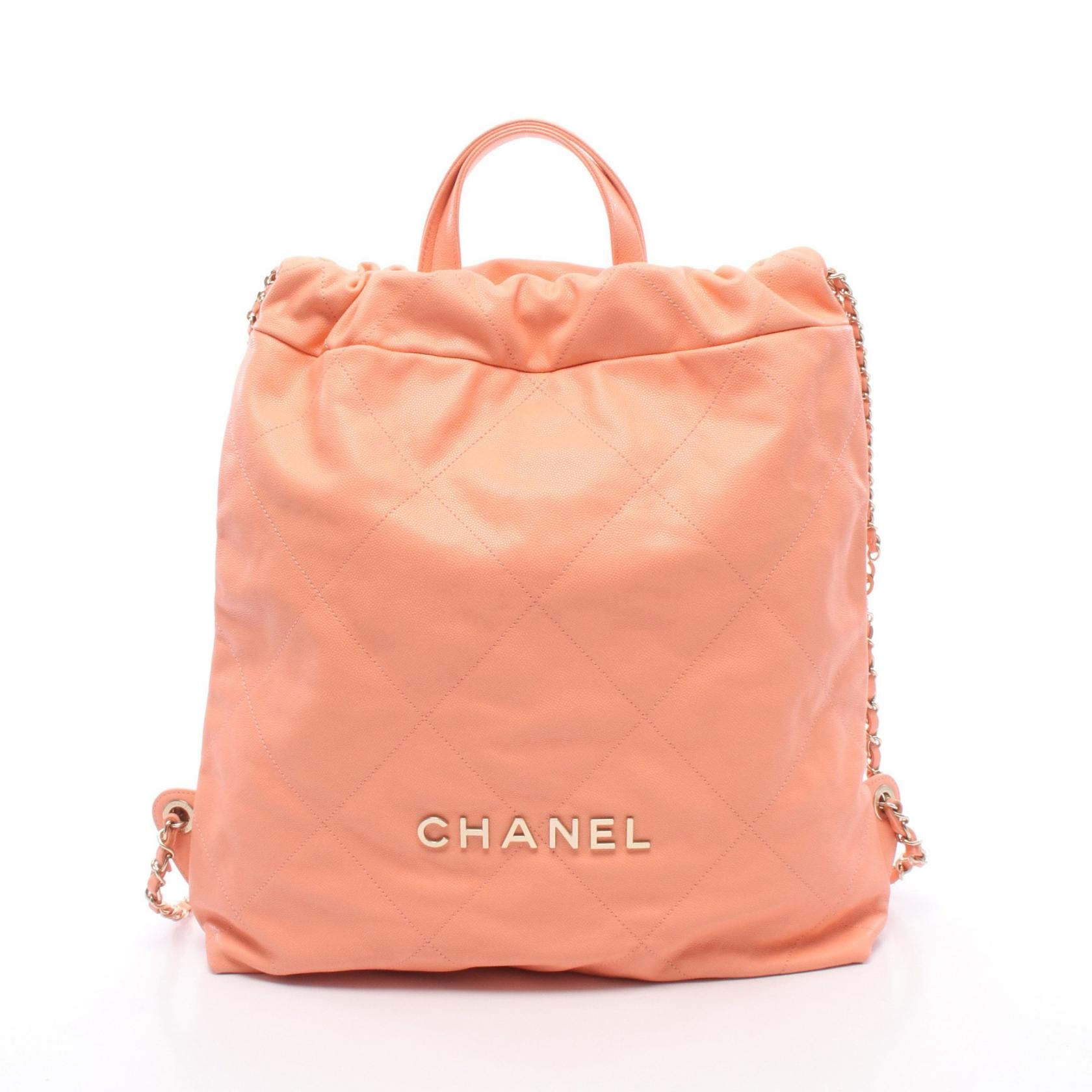 シャネル CHANEL シャネル 22 ラージ リュックサック バックパック バッグ レザー レディース ピンク系 AS3313 【中古】