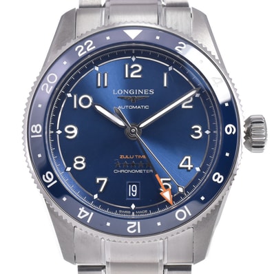 ロンジン LONGINES L3.802.4.93.6 スピリット ズールータイム デイト ブルー 自動巻き メンズ 美品 箱・保証書付き 腕時計 N#148120