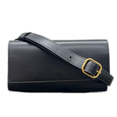 THE ROW 希少 美品 ザロウ BELT FLAP BAG ベルト フラップ バッグ ショルダバッグ レザー ブラック ポシェット レディース ABランク 中古 鑑定済 ザロウバッグ【参考定価170,000円】