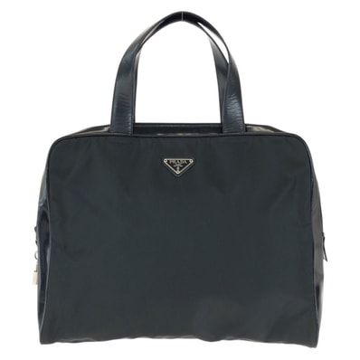 美品 PRADA プラダ テスート 三角ロゴプレート ブラック 黒 シルバー金具 ナイロン レザー/ ビジネスバッグ ブリーフケース 602450 【中古】