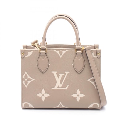 ルイ・ヴィトン LOUIS VUITTON オンザゴーPM バイカラー 2WAY ハンドバッグ バッグ レザー モノグラム・アンプラント トゥルトレールクレーム レディース ベージュ系 / アイボリー系 M45779 【中古】