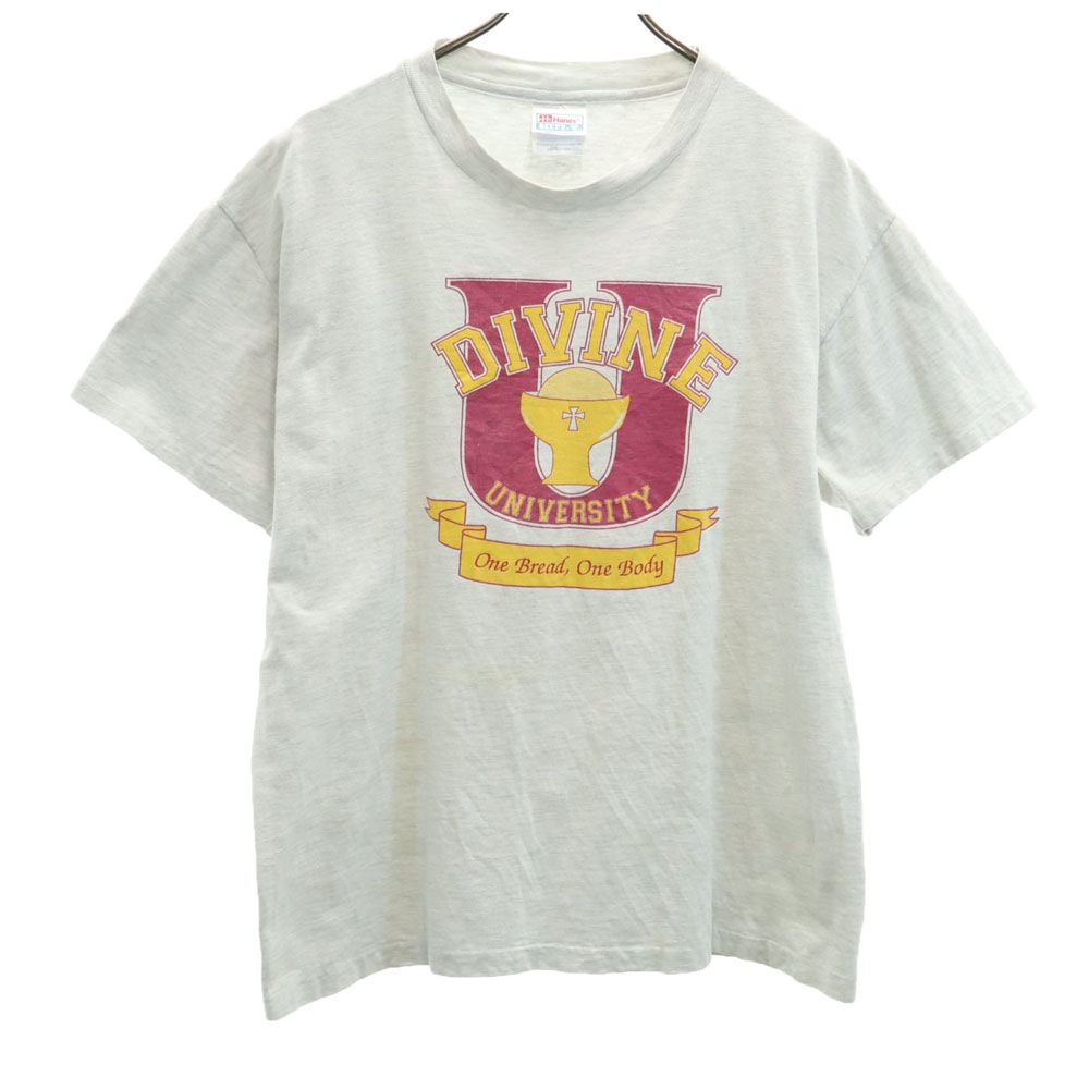 Hanes ヘインズ 90s USA製 オールド 半袖 シングルステッチ Tシャツ L ライトグレー BEEFY-T