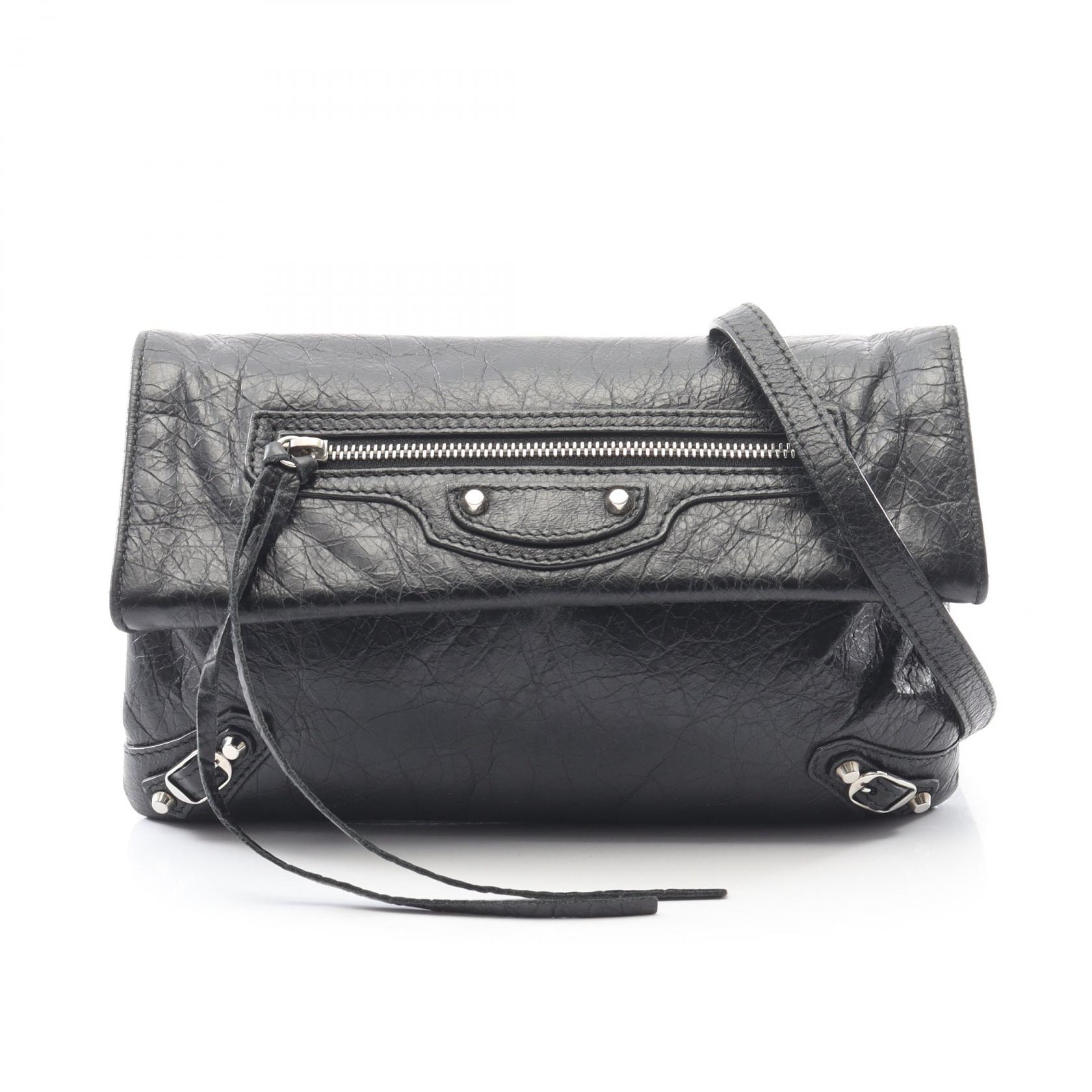 バレンシアガ BALENCIAGA クラシック エンベロープ ショルダーバッグ バッグ レザー レディース ブラック系 431650 【中古】