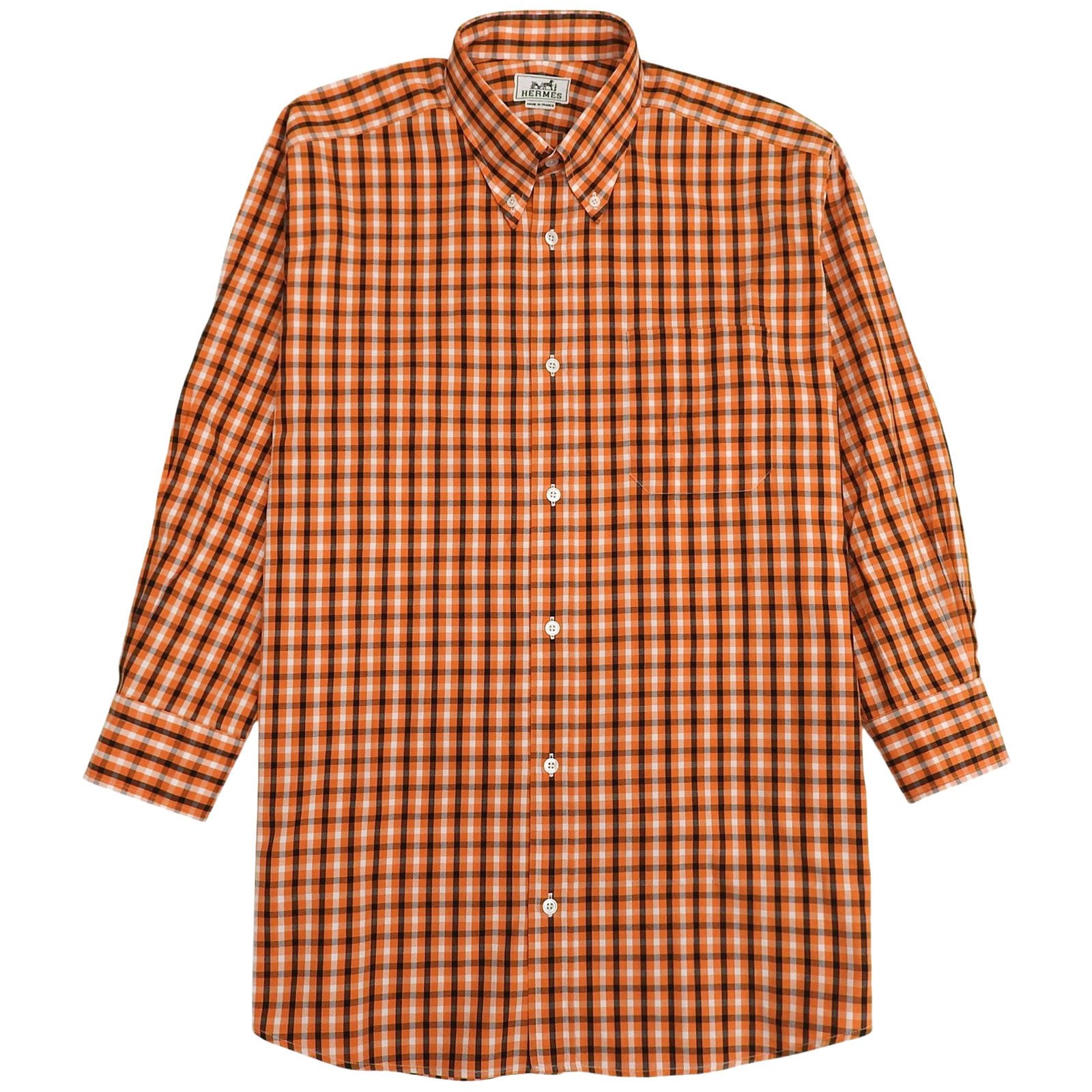 極美品 エルメス 長袖シャツ オレンジ メンズ 42