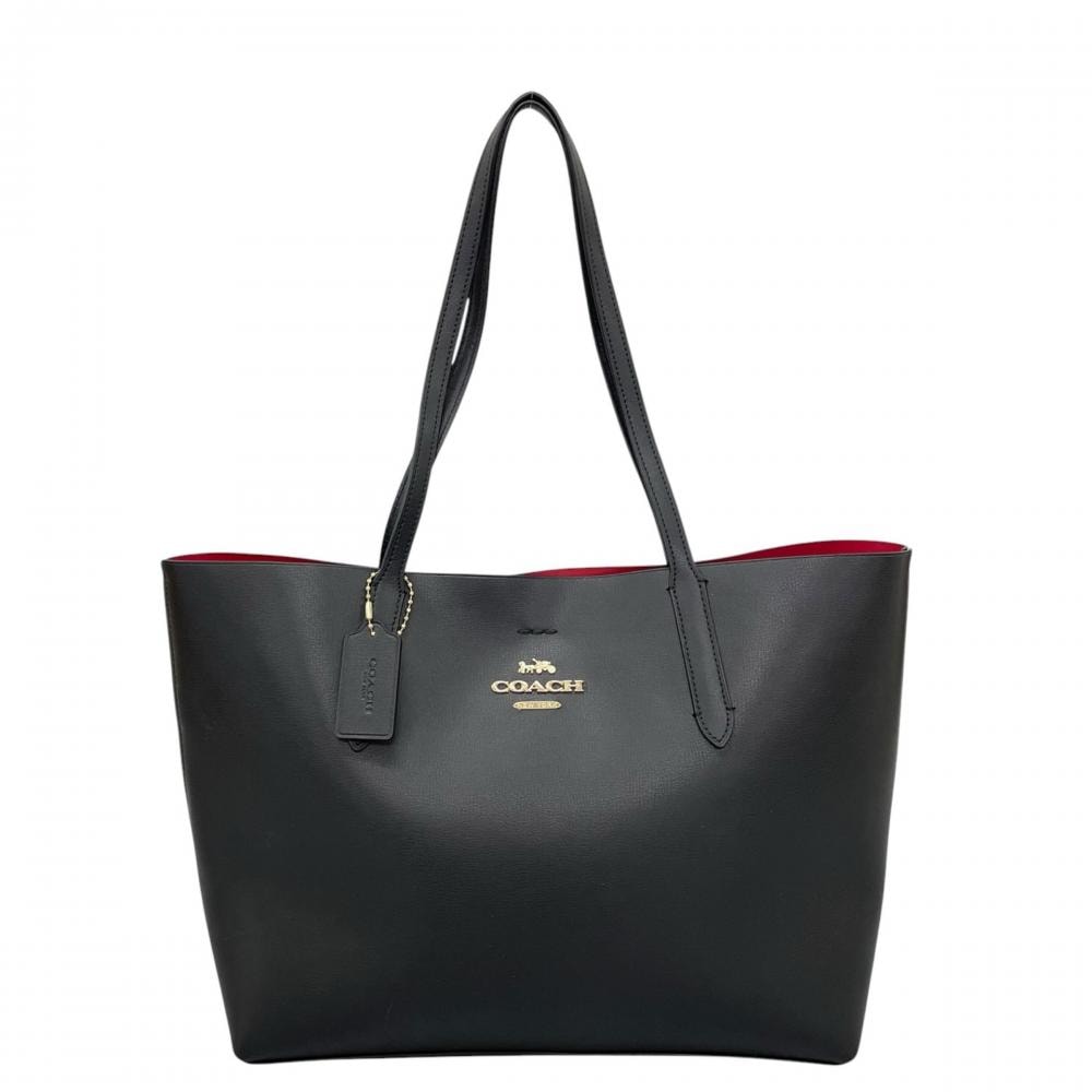 COACH コーチ トートバッグ アベニュー コーチロゴ バイカラー 肩掛け F31535    ブラック 黒 レッド 赤 レディース【中古品】