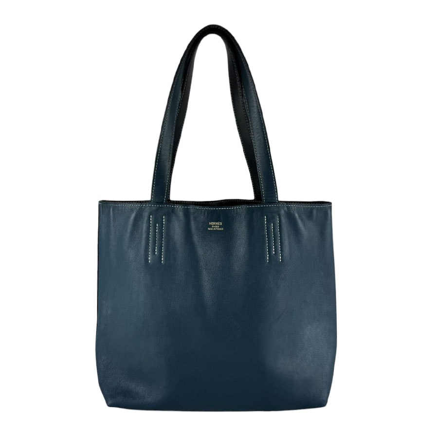 エルメス HERMES ハンドバッグ ドゥブルセンス28 ヴォーシッキム ブルーグリーン/ブラック レディース【中古】 z10622