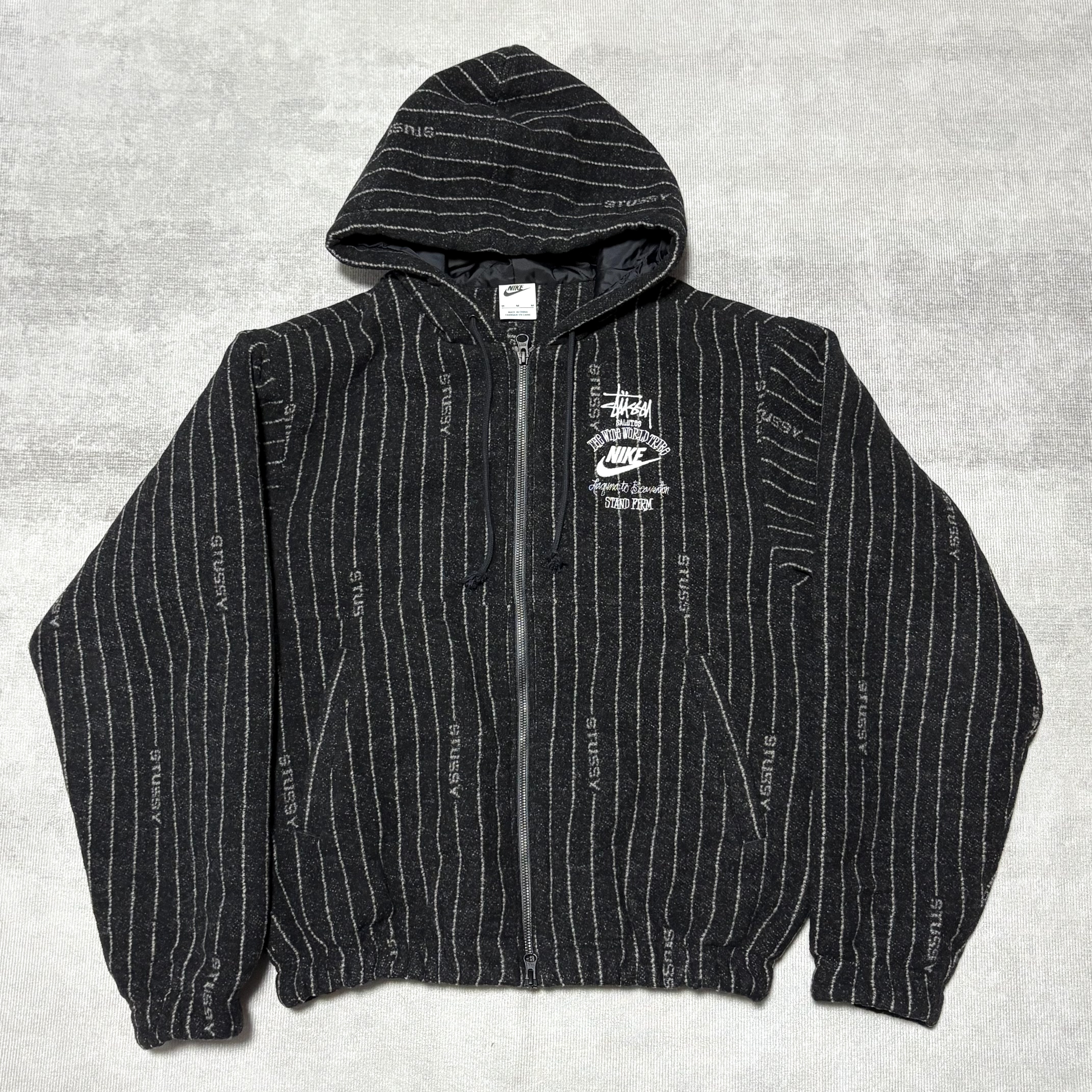 Stussy x Nike Striped Wool Jacket "Black"