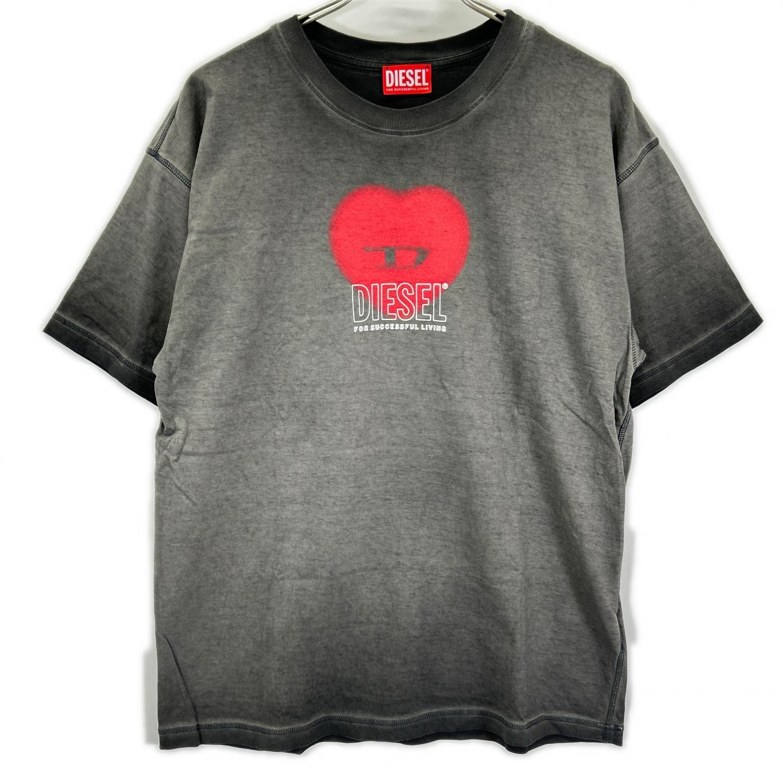 ディーゼル グレー T-BUXT-N4 ハートプリントTシャツ S