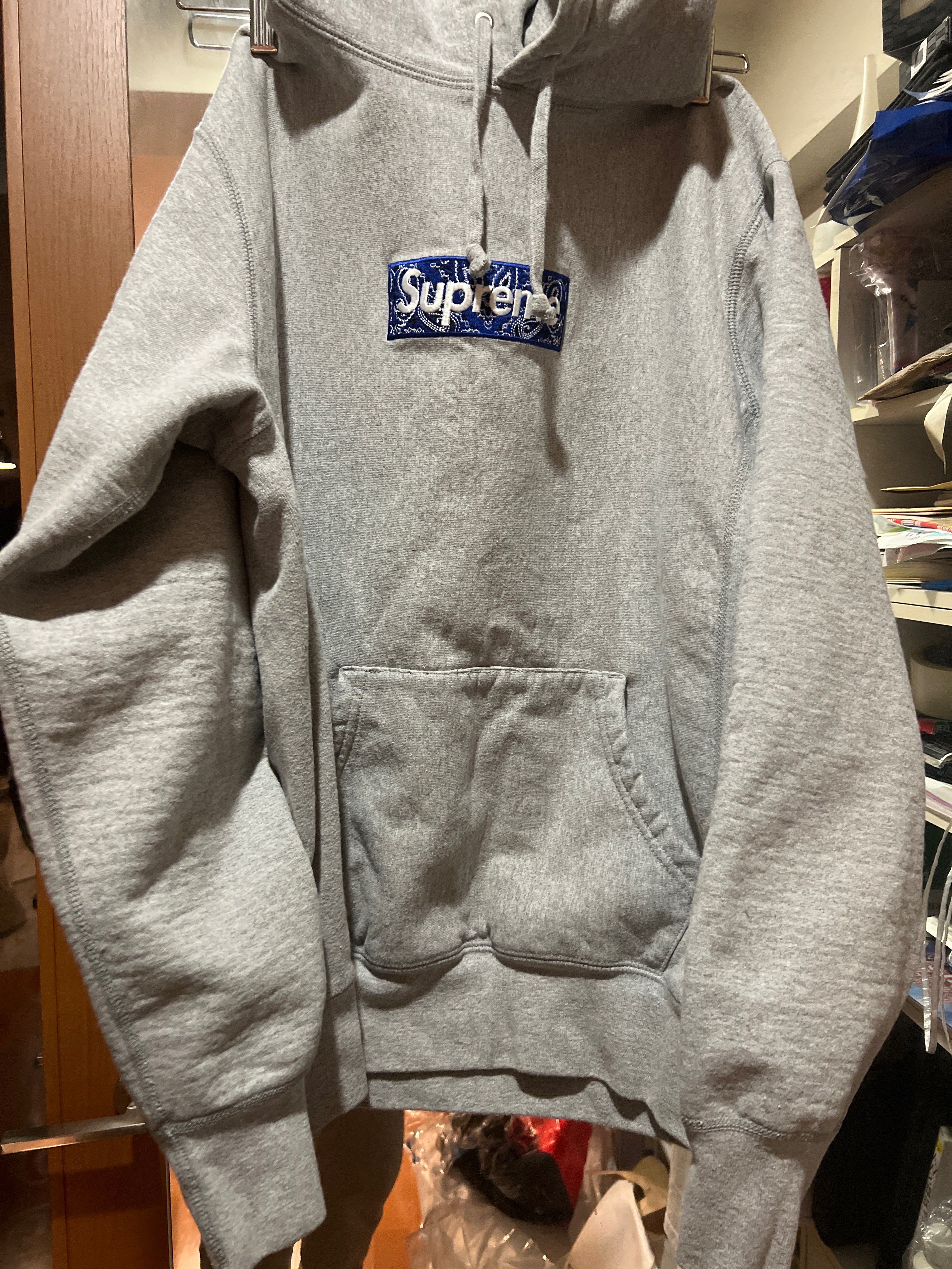 Supreme Bandana Box Logo Hooded Sweatshirt "Grey"