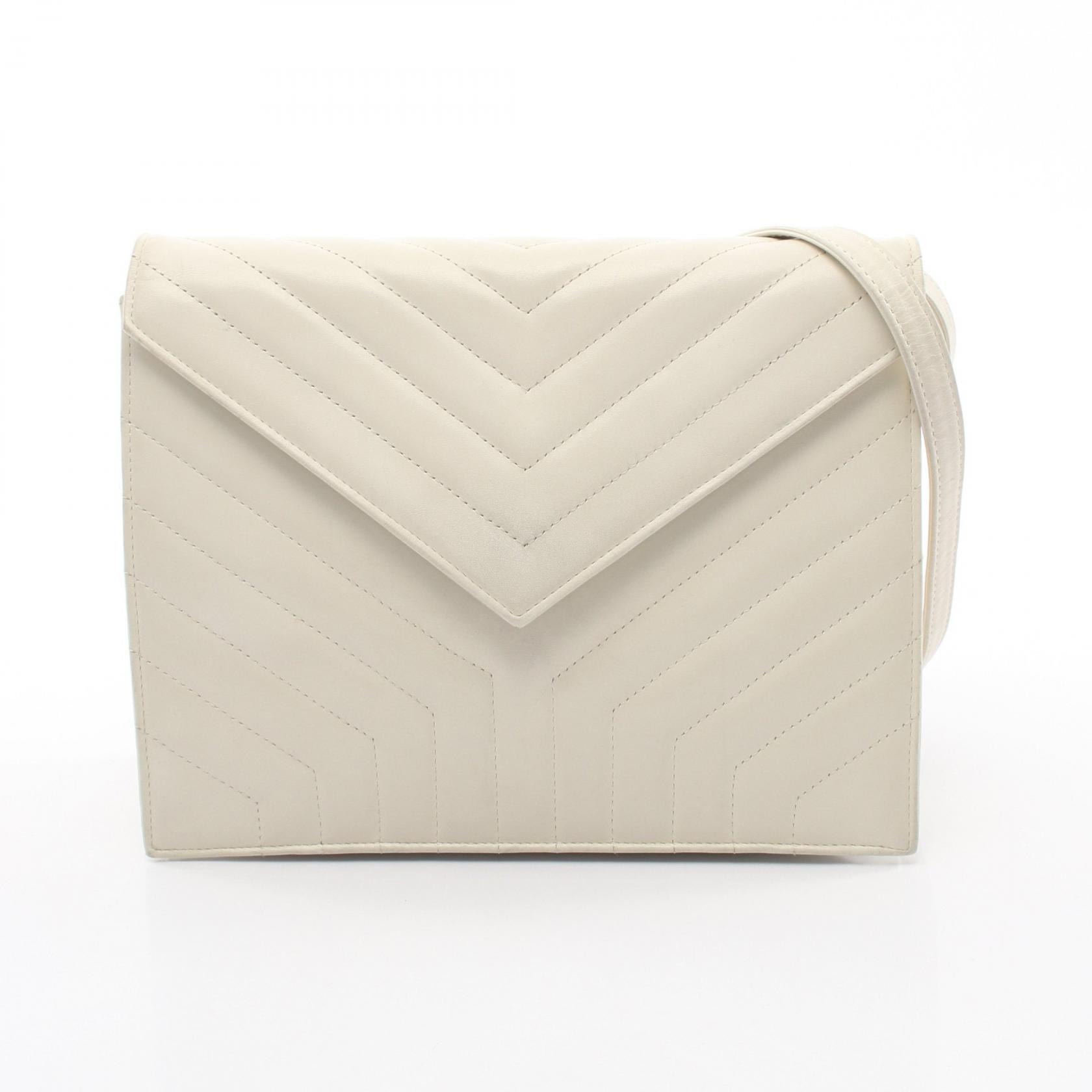 イヴ・サンローラン YVES SAINT LAURENT ショルダーバッグ バッグ レザー レディース ホワイト系 【中古】