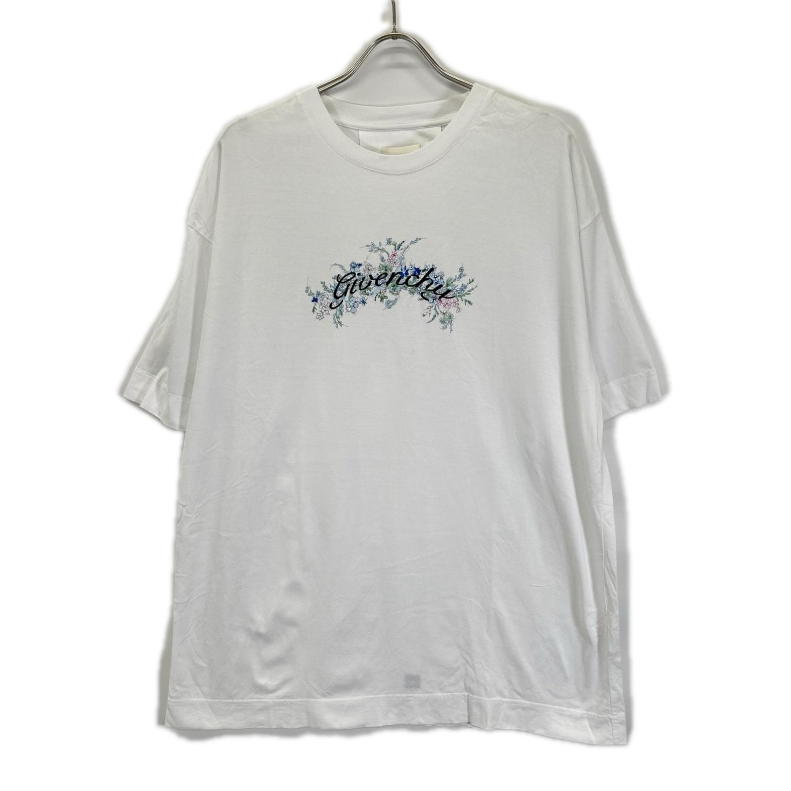 ジバンシー ホワイト フローラル刺繍 半袖 Tシャツ L