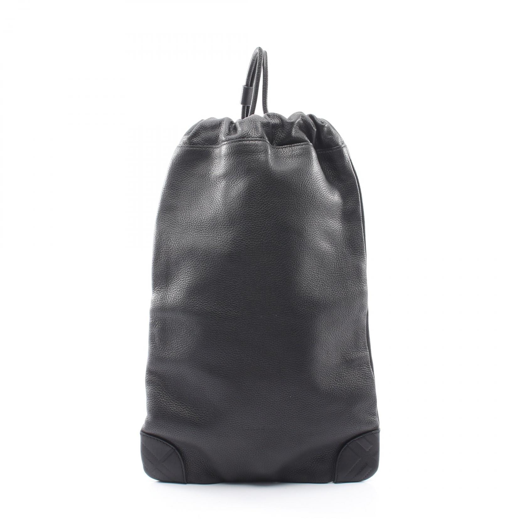 バーバリー BURBERRY ドローストリング ショルダーバッグ バッグ レザー レディース ブラック系 【中古】