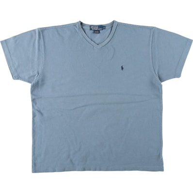 古着 ラルフローレン Ralph Lauren POLO by Ralph Lauren 鹿の子 Vネック 半袖 ワンポイントロゴTシャツ メンズL相当/eaa642006