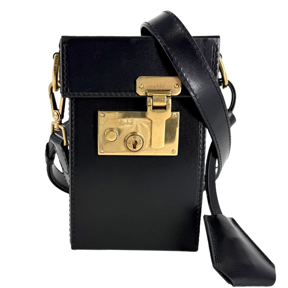 Dunhill ダンヒル ショルダーバッグ ロックバッグ 肩掛け 斜め掛け レザー    ブラック 黒 ゴールド金具 メンズ【中古品】