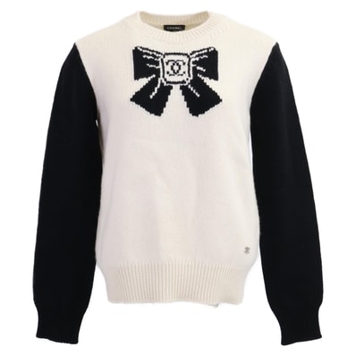 シャネル 【新品同様/国内正規】25AW P79718K11580 COCO NEIGE ココネージュ リボンデザイン カシミヤ混 ニットセーター 36