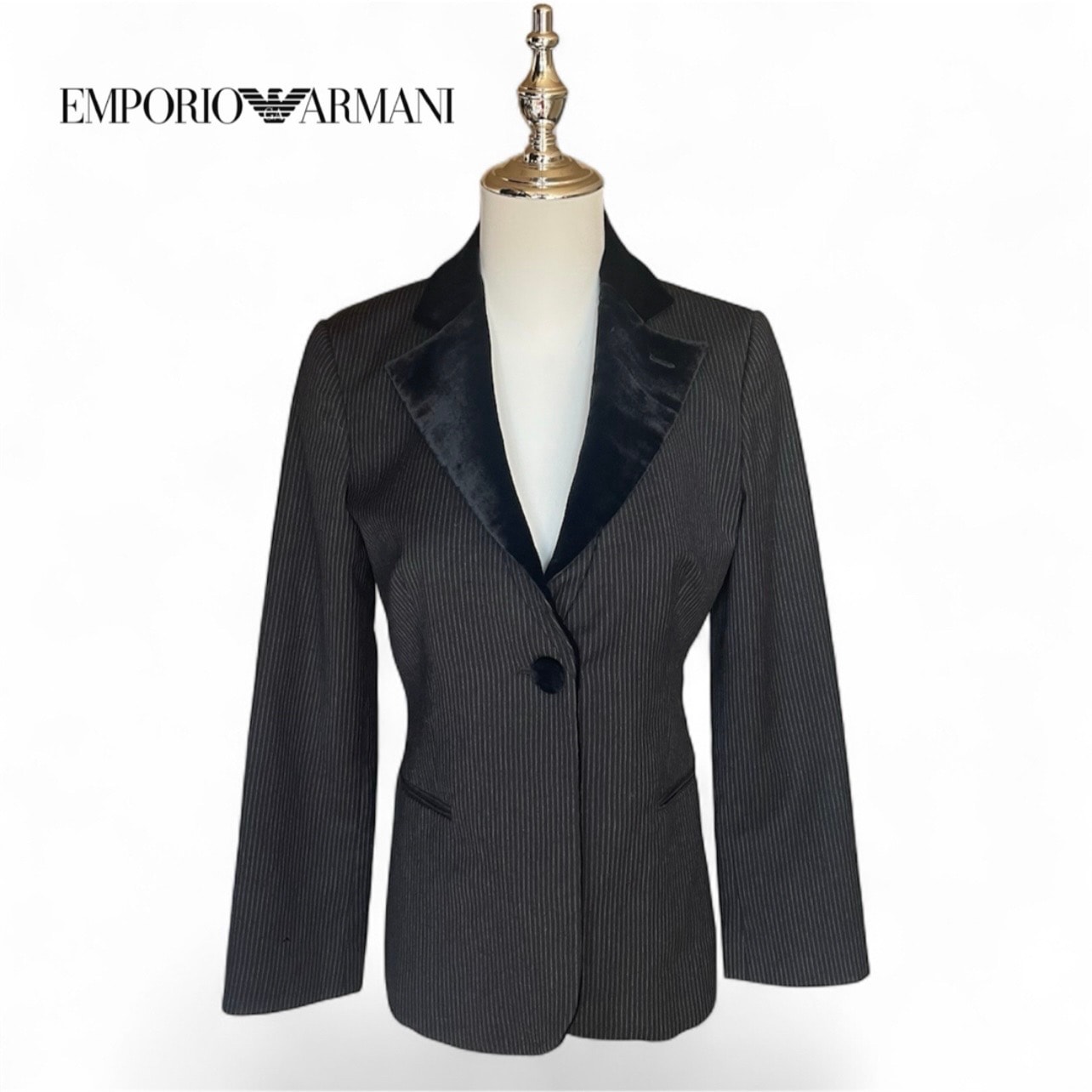 EMPORIO ARMANI M ブラック テーラードジャケット ベルベット