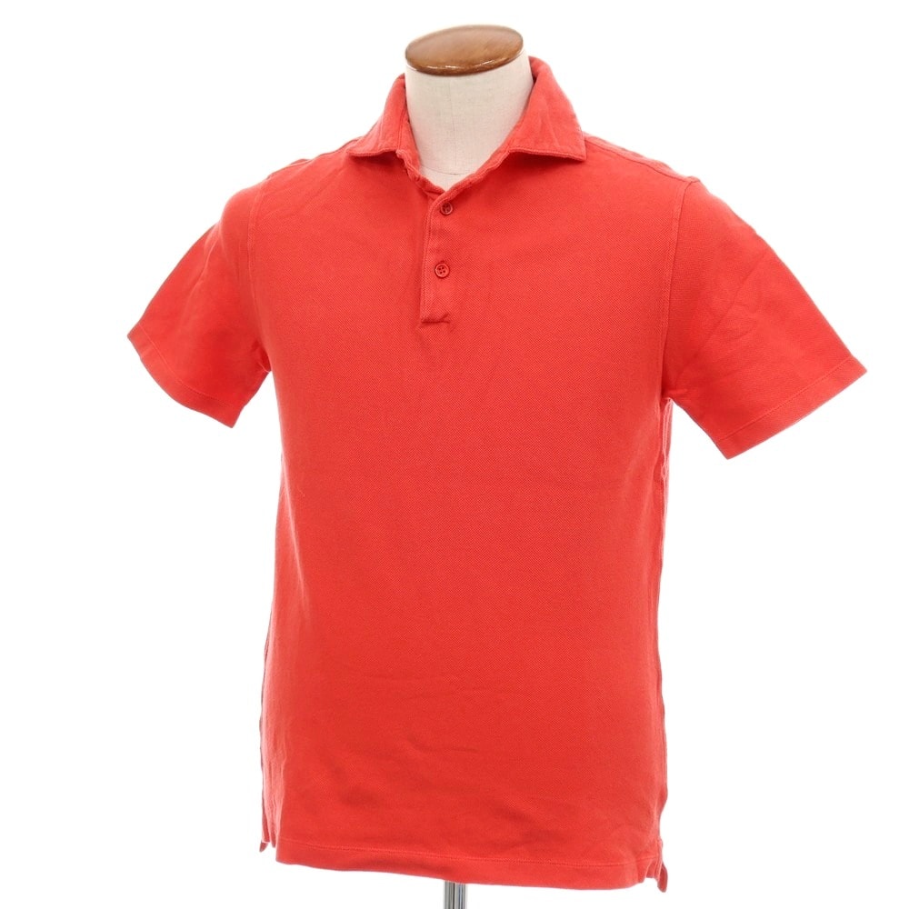 【中古】クルチアーニ CRUCIANI コットン 鹿の子 半袖ポロシャツ レッド【サイズ46】【メンズ】
