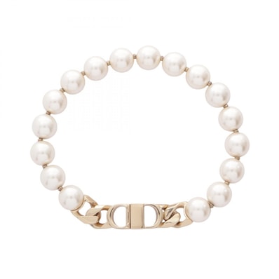 ディオール Dior CDロゴ ブレスレット アクセサリー GP(ゴールドメッキ) フェイクパール レディース ゴールド系 / ホワイト系 【中古】