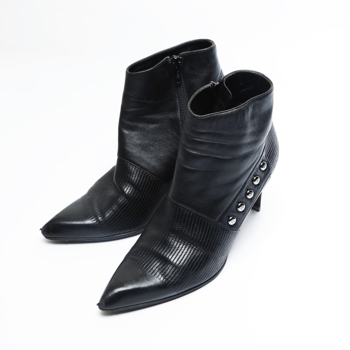 【美品】CHANEL シャネル ハラコレザー サイドジップブーツ 22cm 傷や汚れあり】シャネル CHANEL レザー ヒール 8.5cm サイド ジップ 35