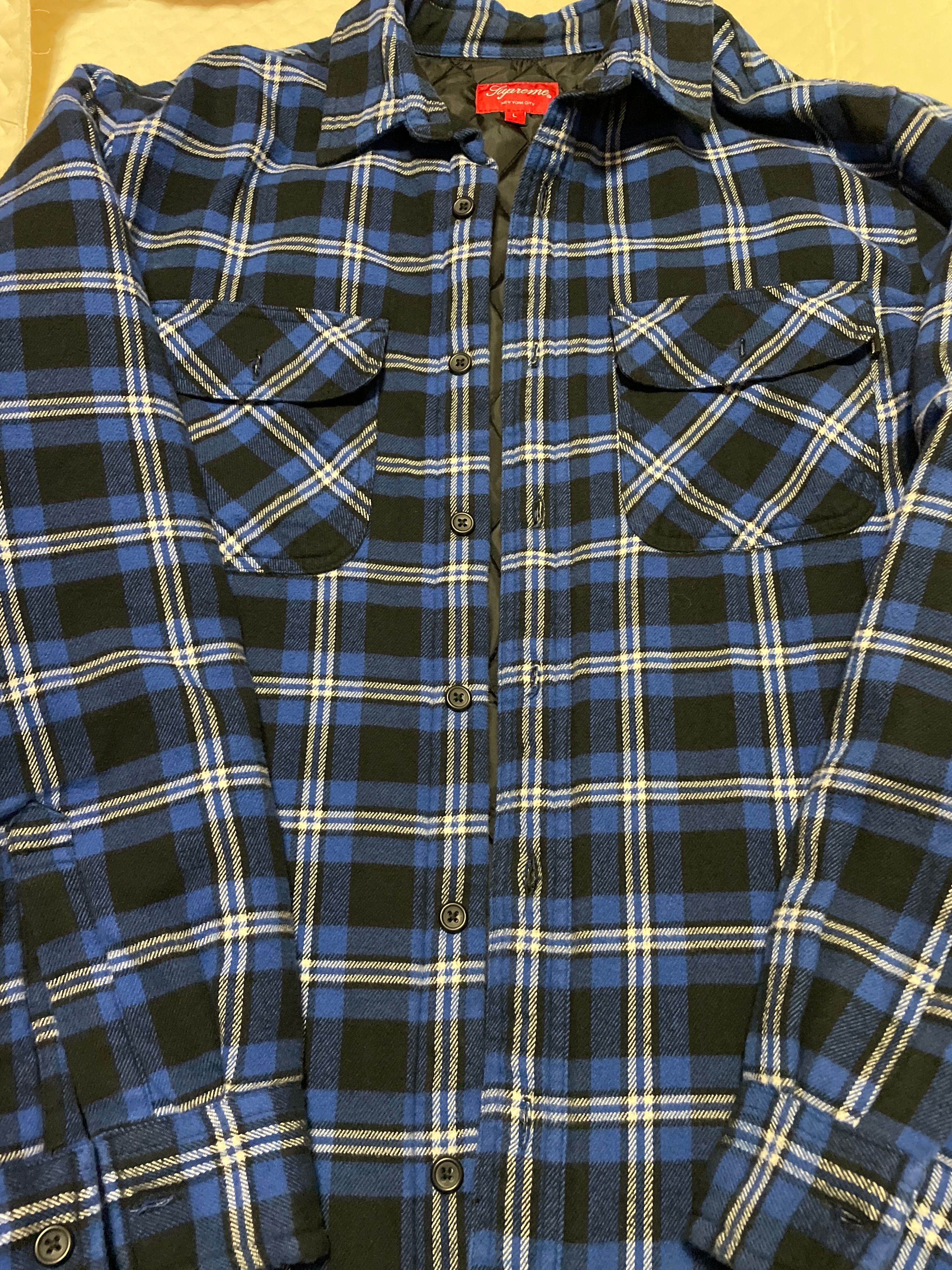 supreme Arc Logo Quilted Flannel Shirt 