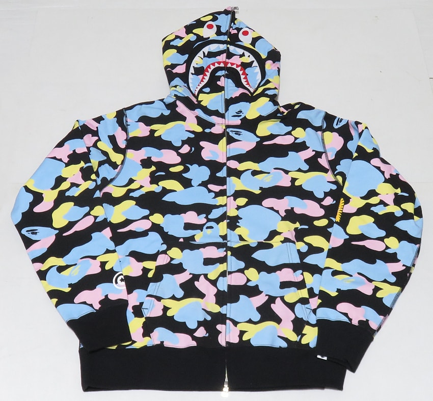 BAPE New Multi Camo 2nd Shark Full Zip Hoodie Black