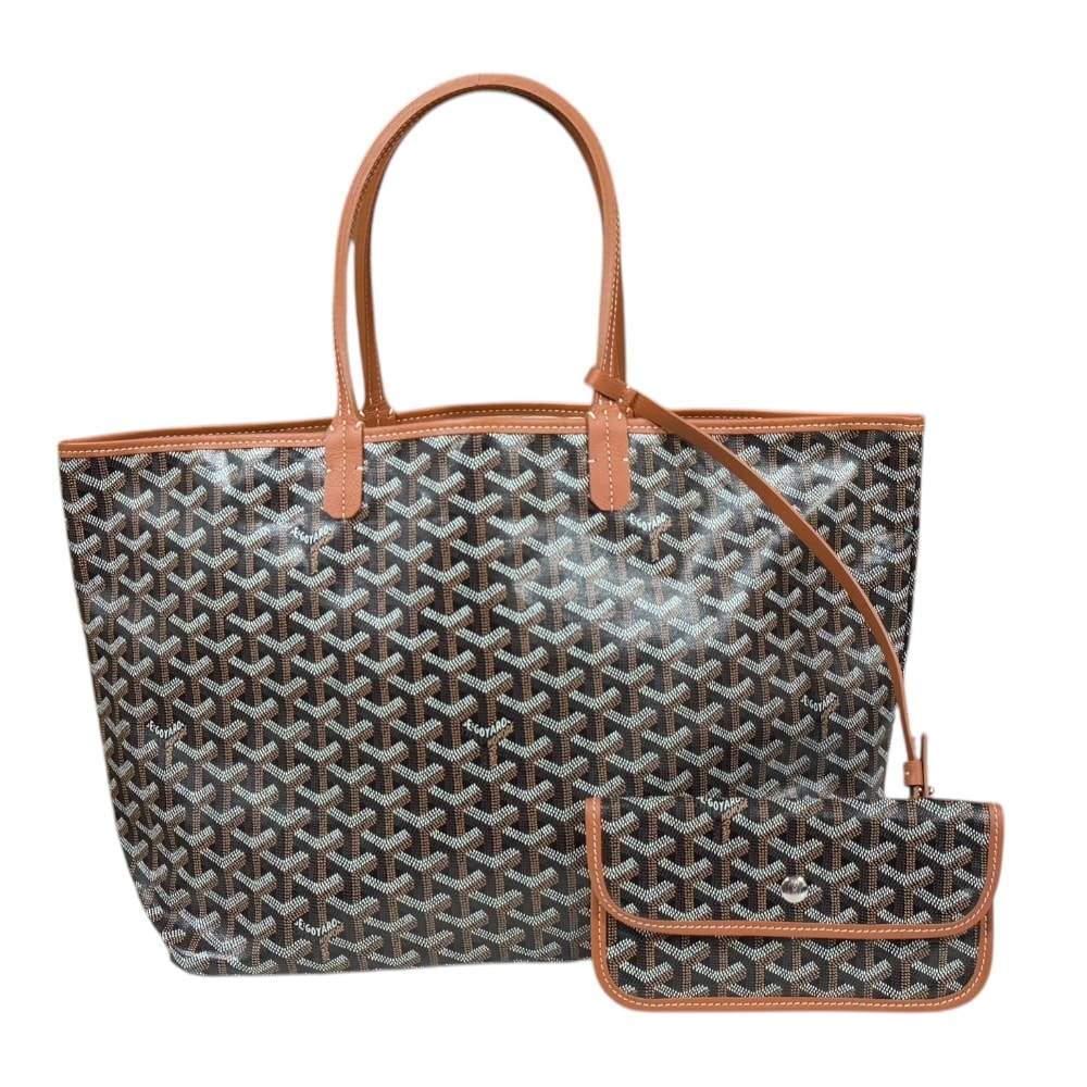 ゴヤール サンルイPM トートバッグ PVCコーティングキャンバス ブラウン レディース GOYARD  中古