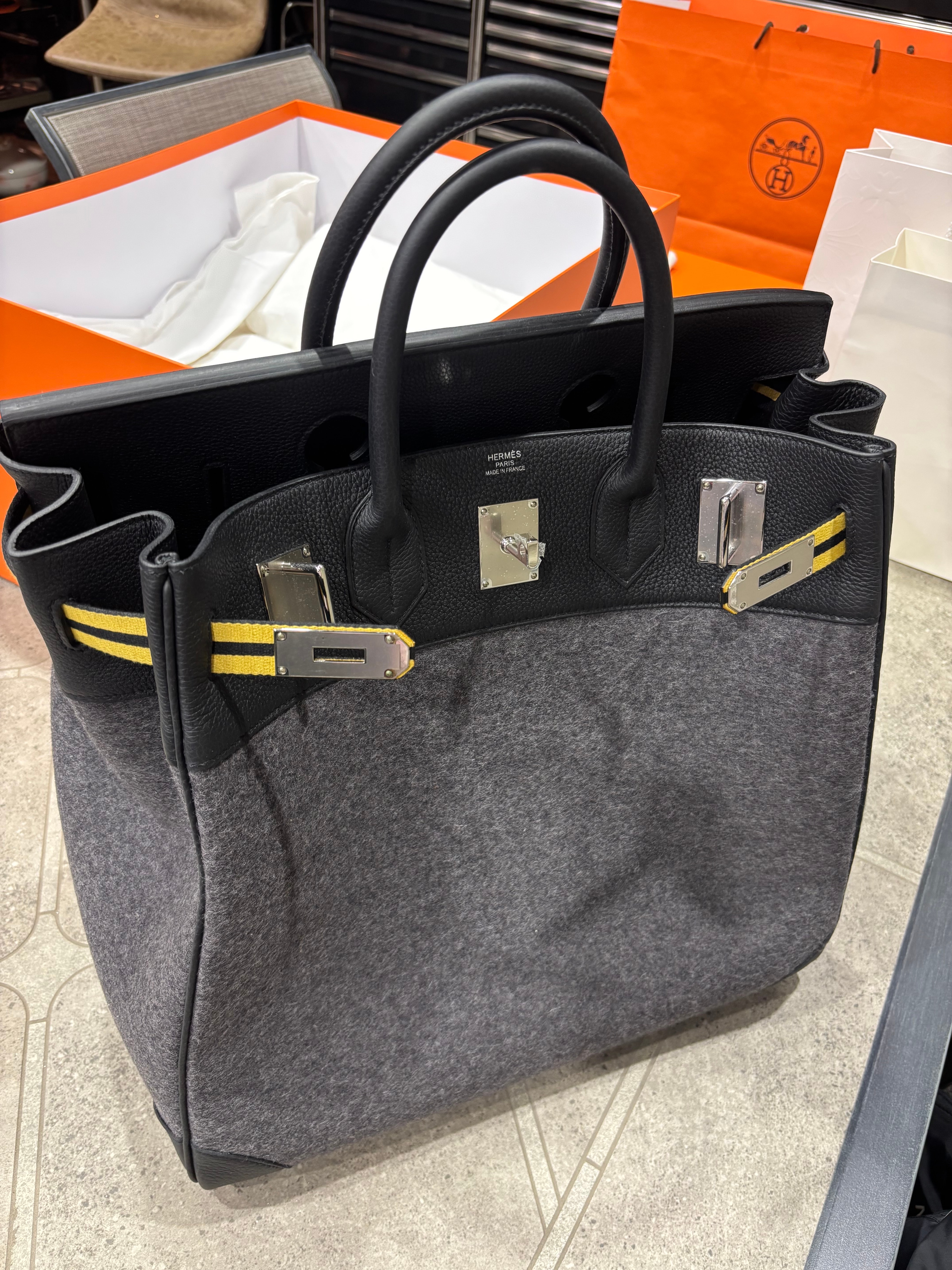 エルメス HAUT A COURROIES 40 QUARTERB'HAC FELT/TOGO CALFSKIN 