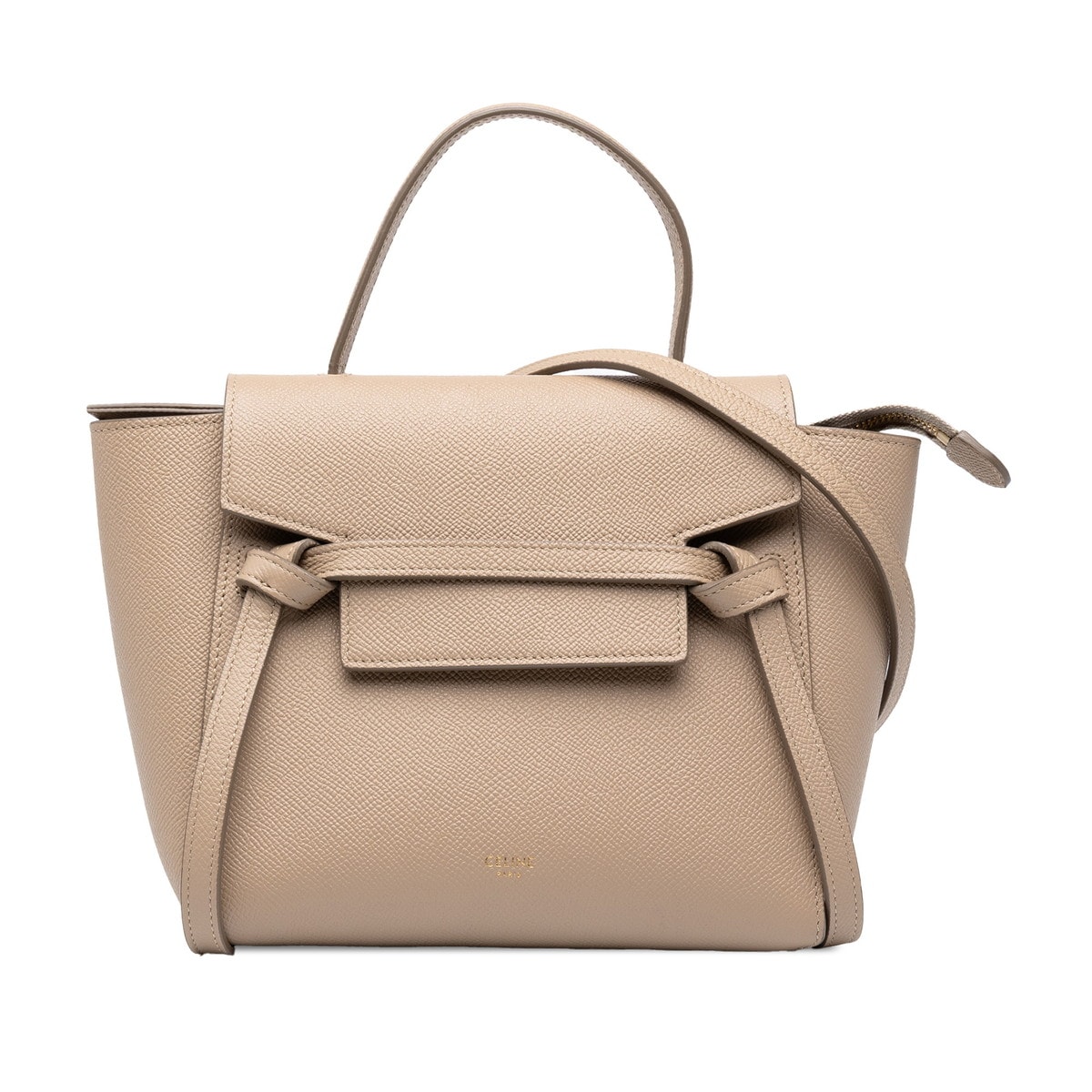 セリーヌ ベルトバッグ ナノ ハンドバッグ 2WAY ショルダーバッグ ベージュ レザー レディース CELINE 中古