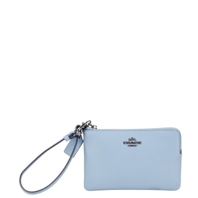 コーチ ロゴ ポーチ ブルー レザー レディース COACH 【中古】