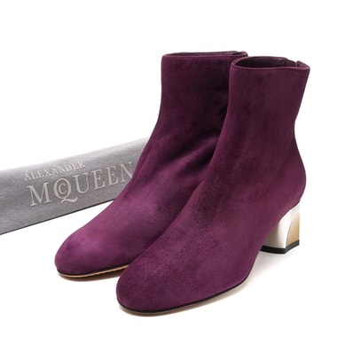 ■未使用品■Alexander McQueen アレキサンダーマックイーン ブーツ サイズ36 バックジップ ショートアンクルブーツ 靴 スエードレザー イタリア製 20250404/RA3948