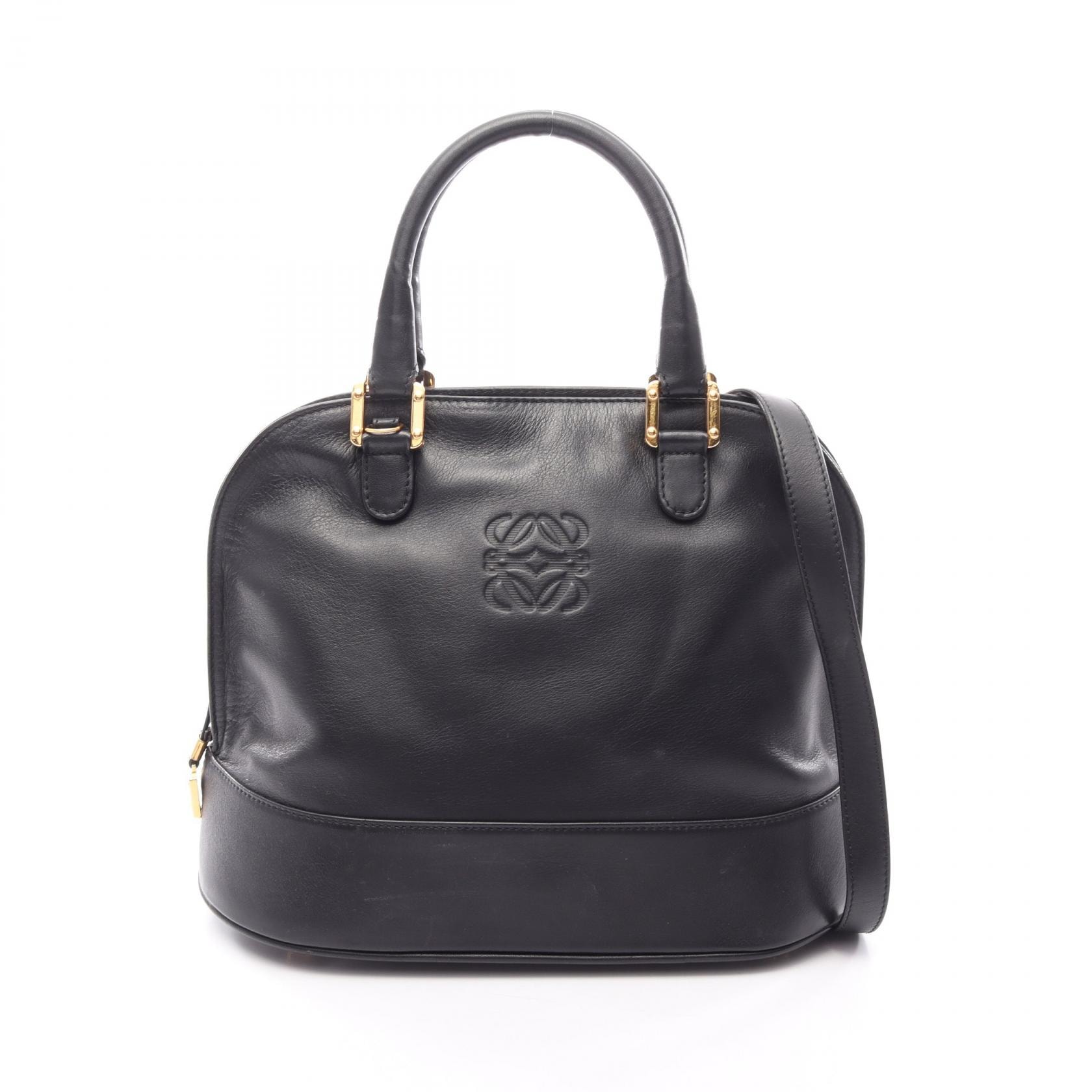ロエベ LOEWE アナグラム 2WAY ハンドバッグ バッグ レザー レディース ブラック系 【中古】