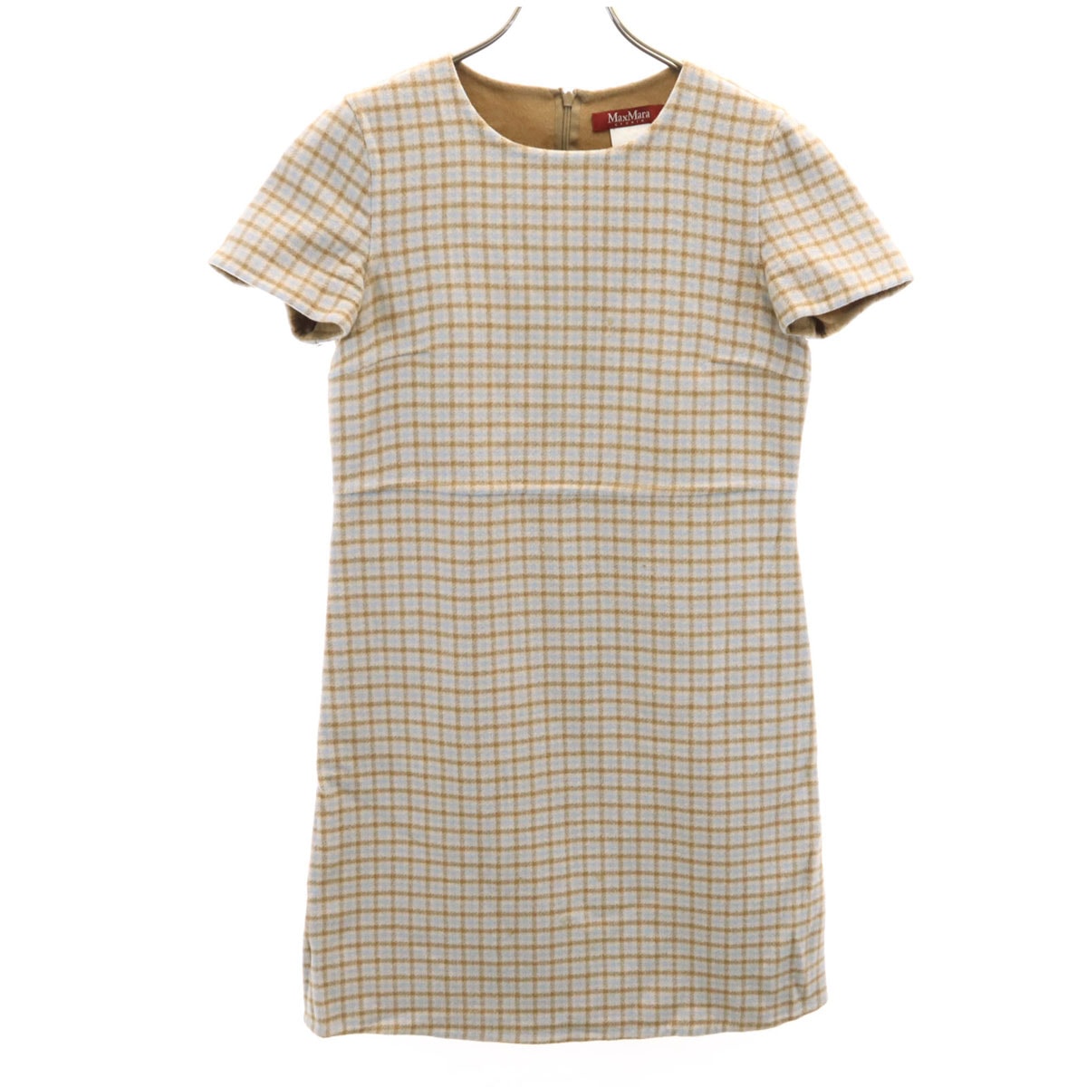 MAXMARA STUDIO マックスマーラステュディオ チェック柄 半袖 ワンピース 36 ベージュ