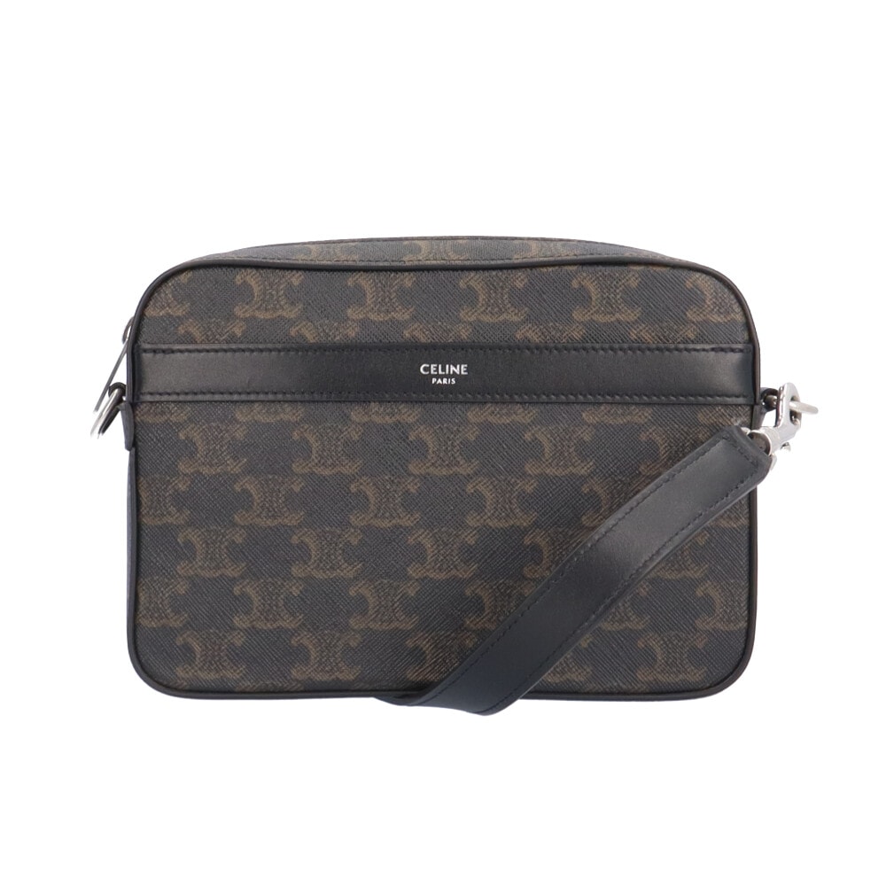 セリーヌ スモールメッセンジャー トリオンフ ショルダーバッグ コーティングキャンバス 11394 2EVJ 38SI ブラック メンズ CELINE 中古