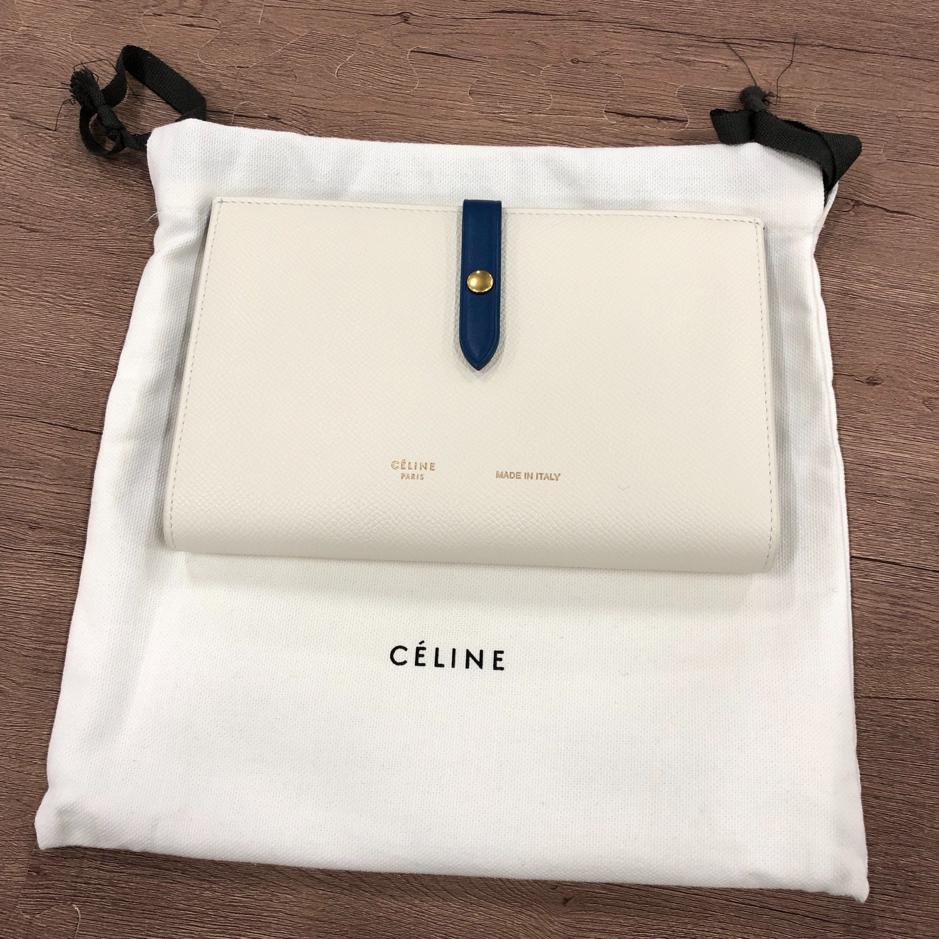 セリーヌ ストラップ ラージ マルチファンクション アイボリー/ブルー