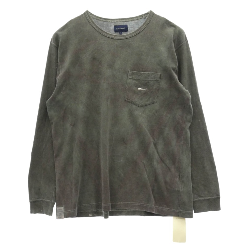 DESCENDANT ディセンダント 18SS 181ATDS-CSM07 SMOKE PIGMENT DYE L/S ピグメントダイ CACHALOT カシャロ 刺繍 ポケット 長袖カットソー チャコール系 1【中古】